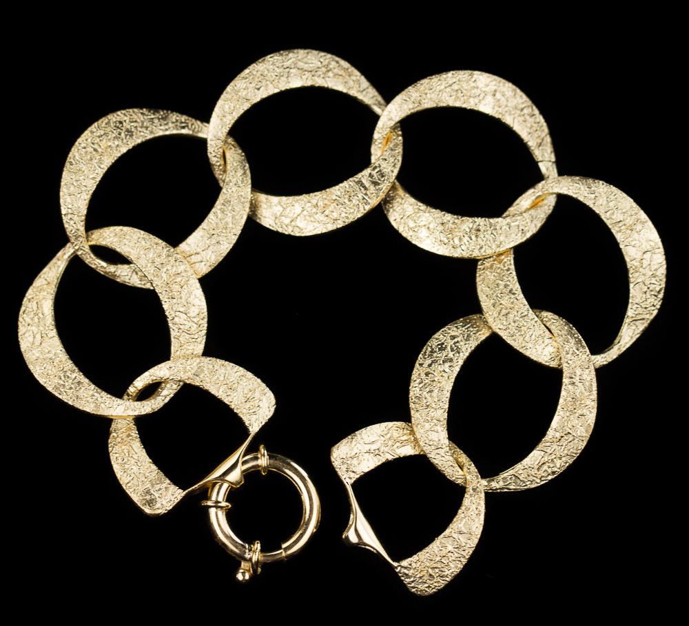 Gold-plated and diamond-plated link bracelet