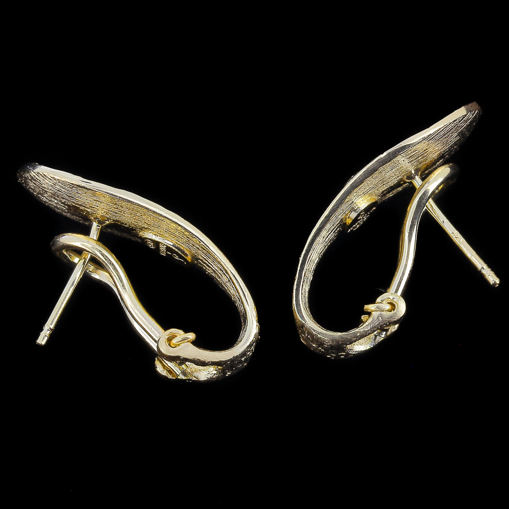 L112005 - Vergulde en gediamanteerde oorbellen in druppelvorm