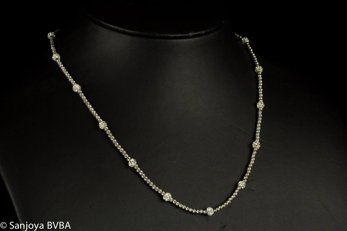 SC0413078 - Zilveren collier met steentjes van zirkonia, Italiaans design