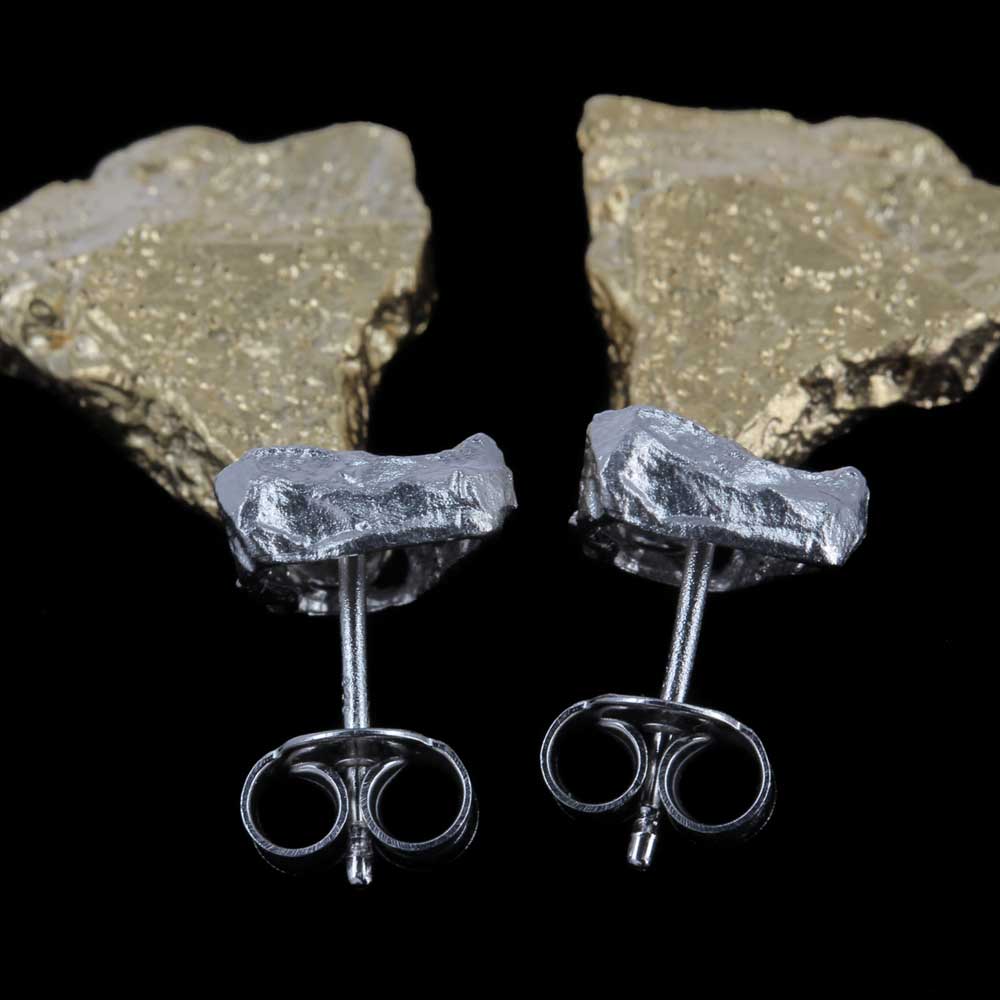 PRE0619003 - Zilver en goud steenvormige tweekleurige oorbellen