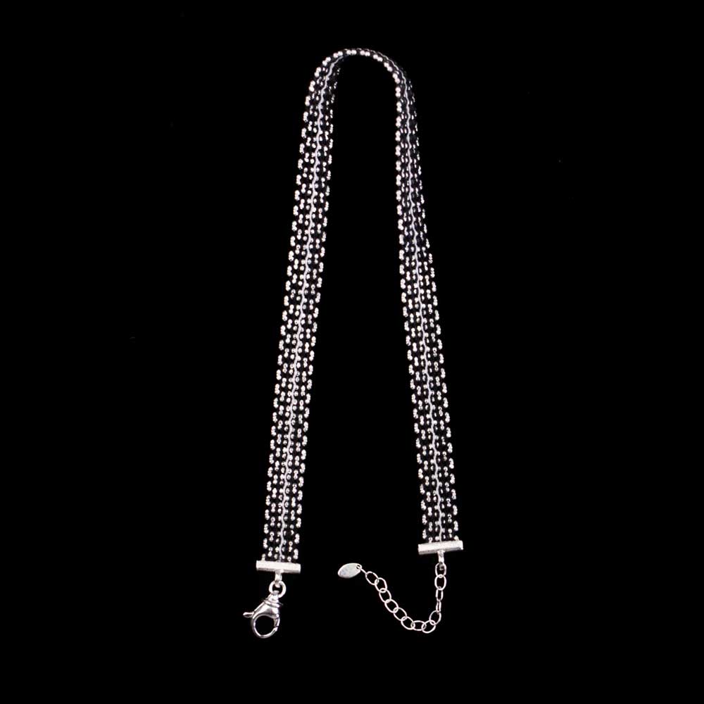 CLE1218010 - Korte ketting rond de hals, zilver en zwart