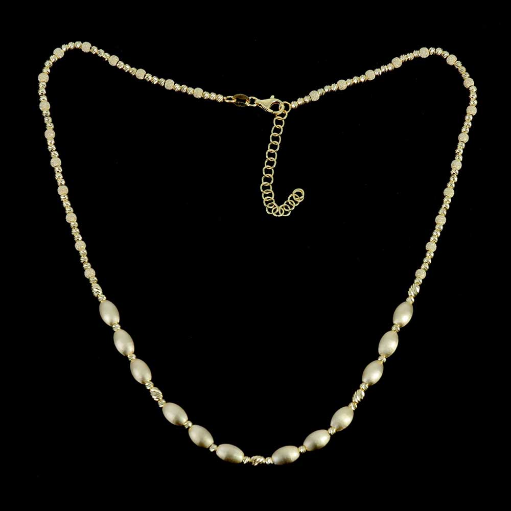 Beautiful gold-plated necklace with matte oval balls