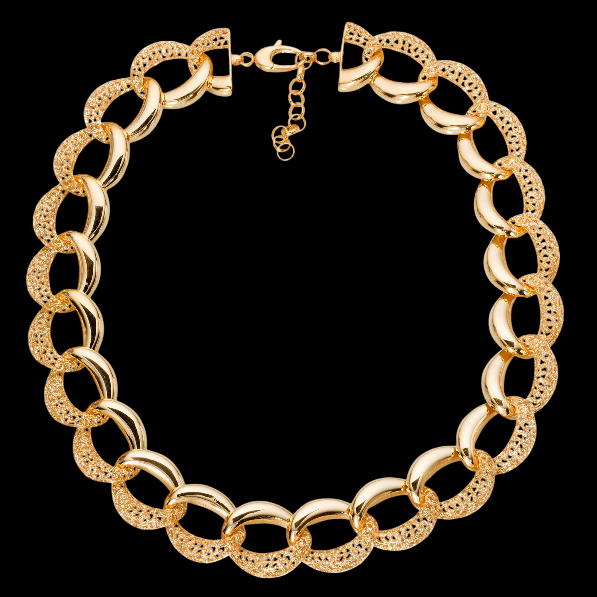 Gold-Plated Link Chain with Lace  Gold-Plated Link Chain with Lace