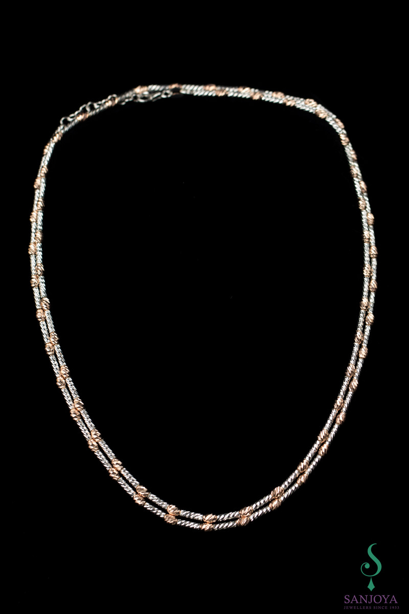 BIZ1217010 - Lange ketting van zilver en rosé