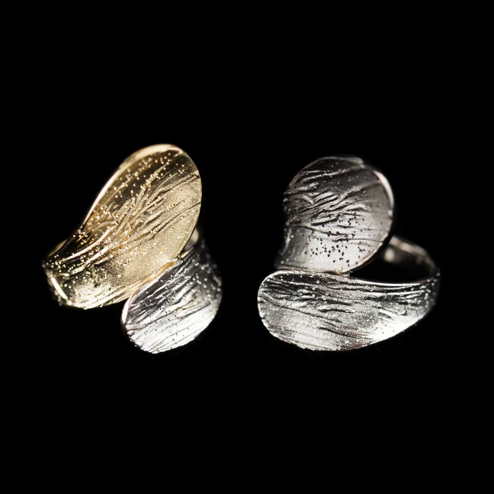 PRE1217001 - Tweekleurige schitterende ring, verguld en zilver