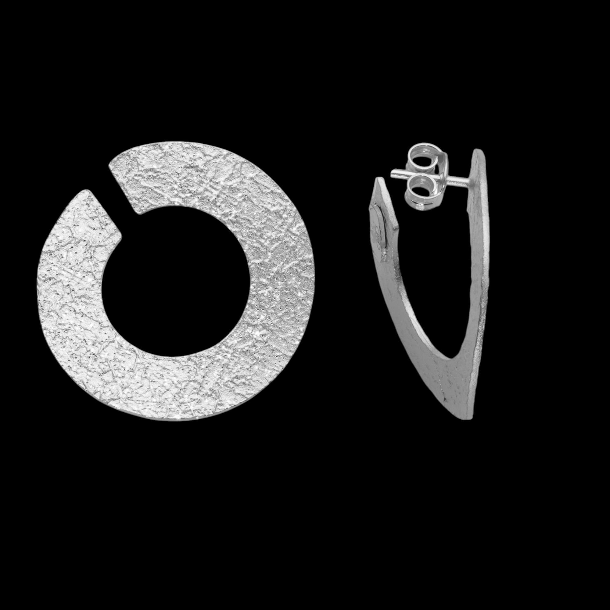 Large Silver Semicircle Earrings
