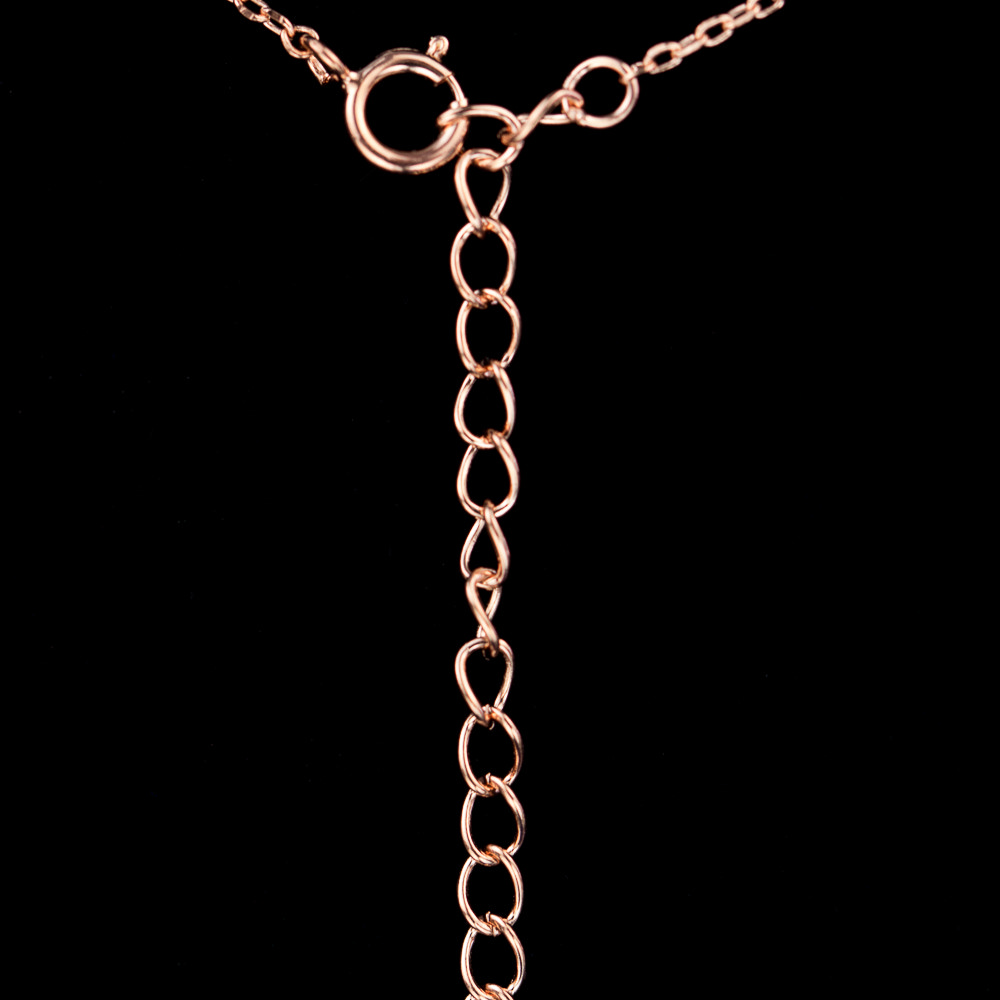 OX0216006 - Rosé ketting met een kruisje van zwarte zirkonia steentjes