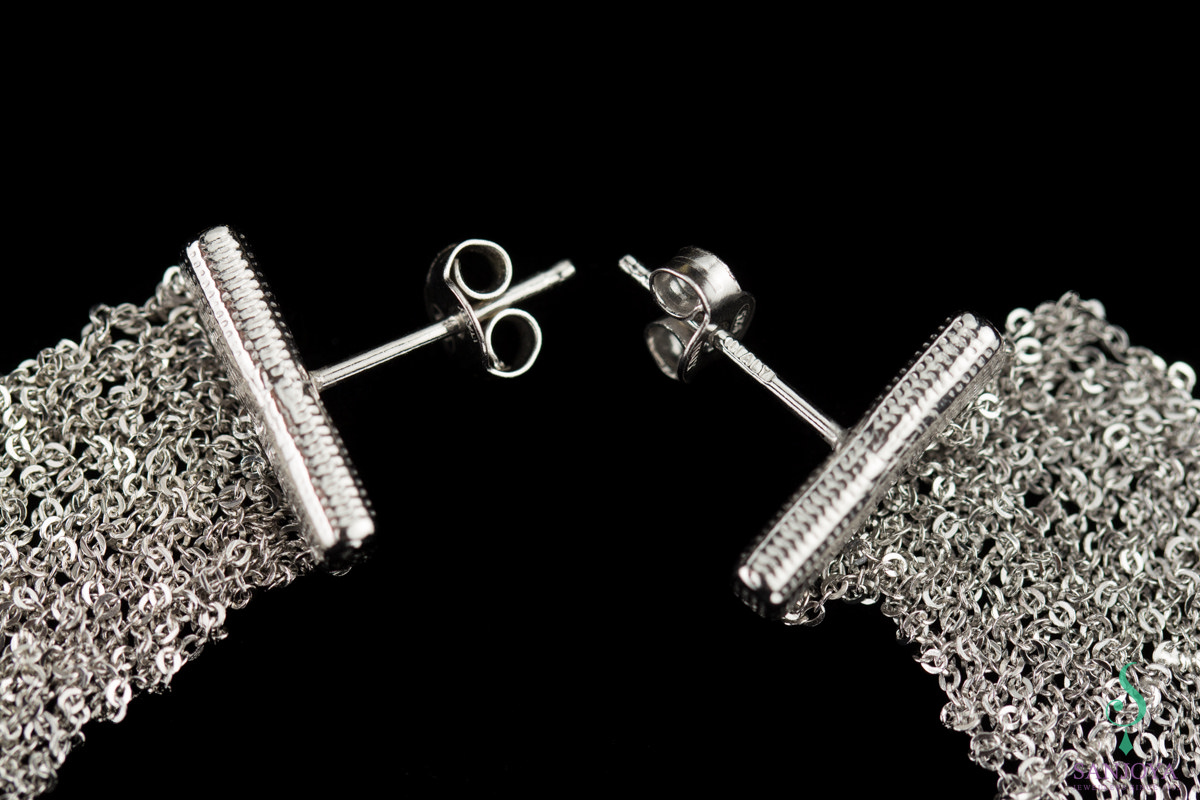 CLE1117001 - Zilveren oorbellen van meerdere kettinkjes, smalle versie