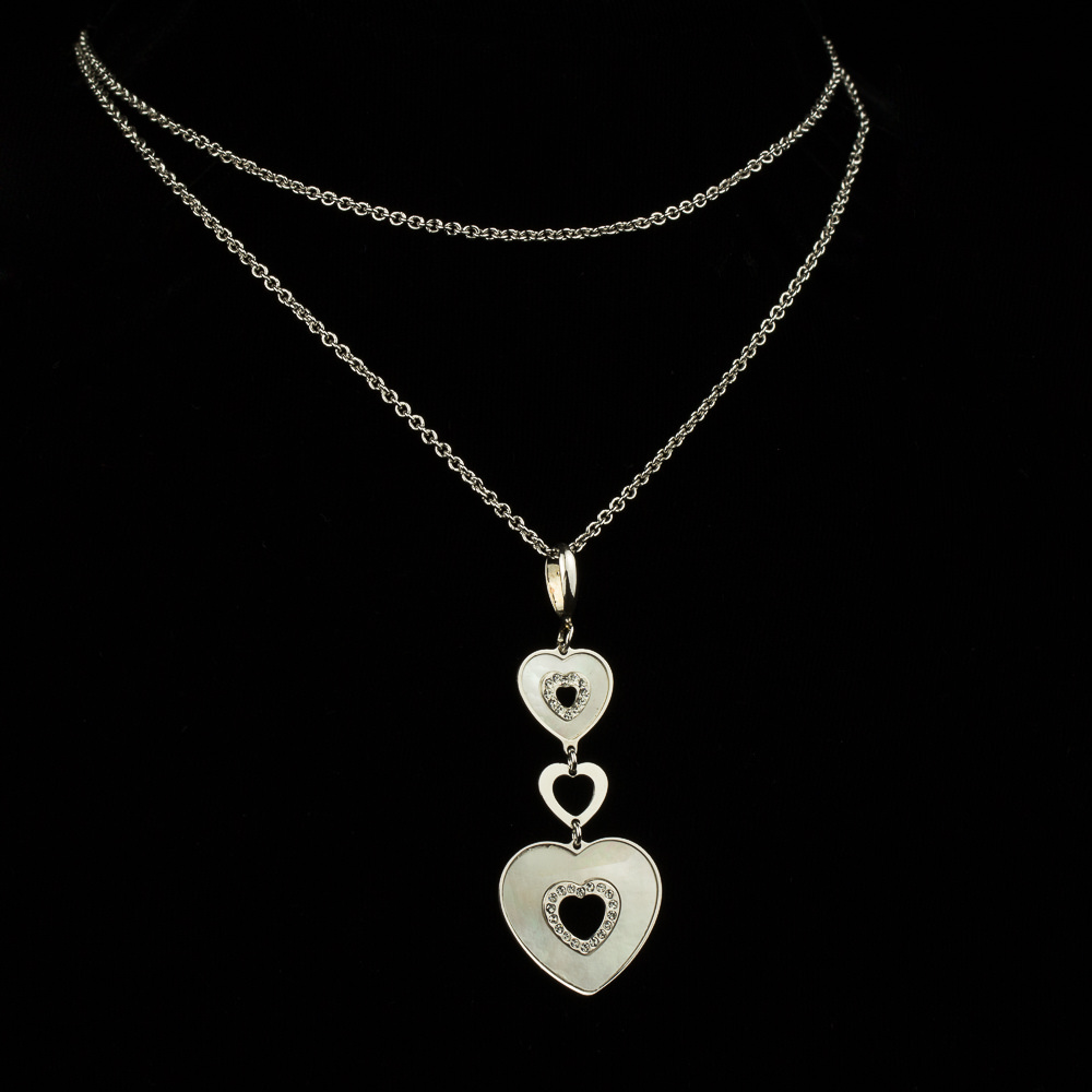 SC0413060 - Italiaanse zilveren schakelketting, hanger van hartjes