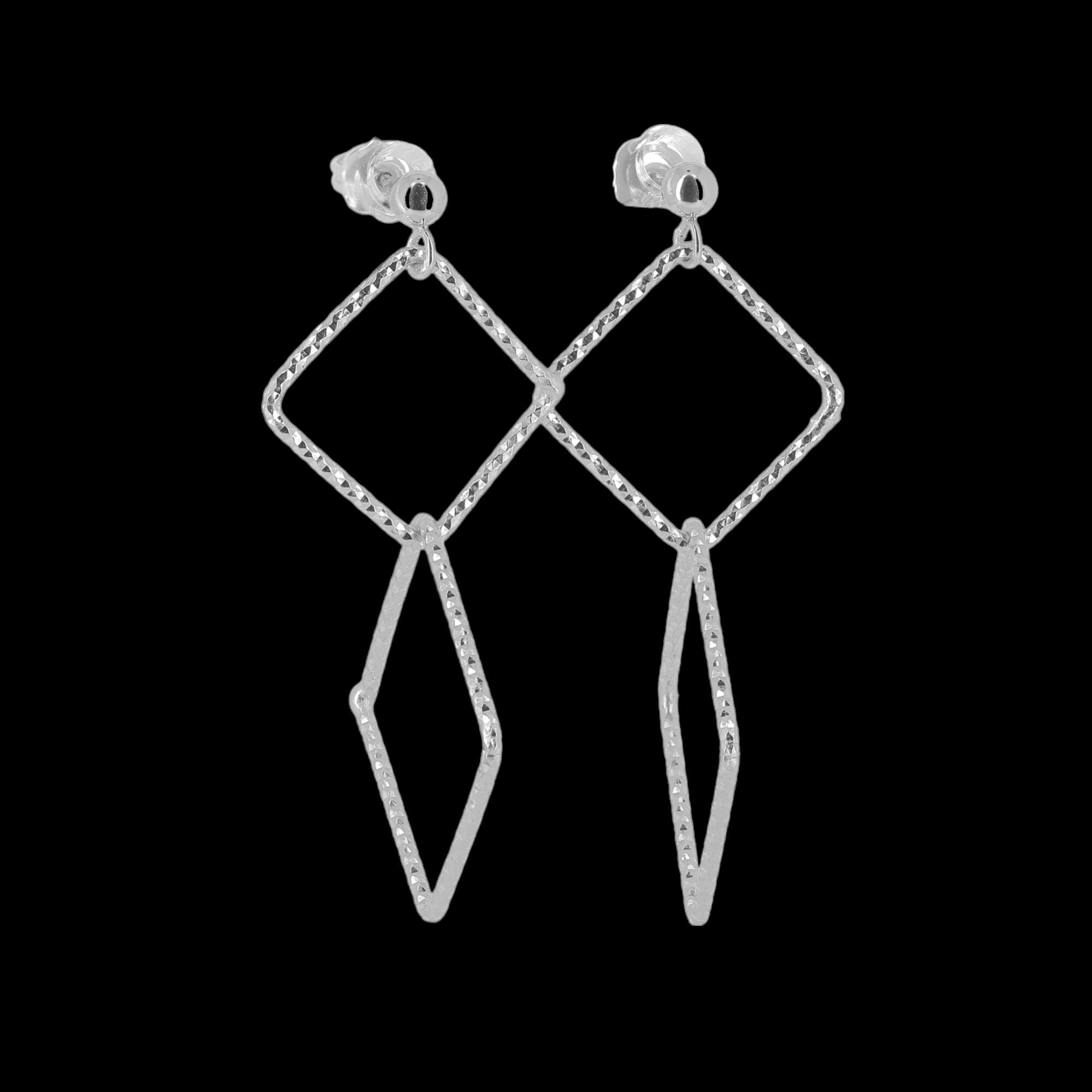 Silver earrings with two open squares