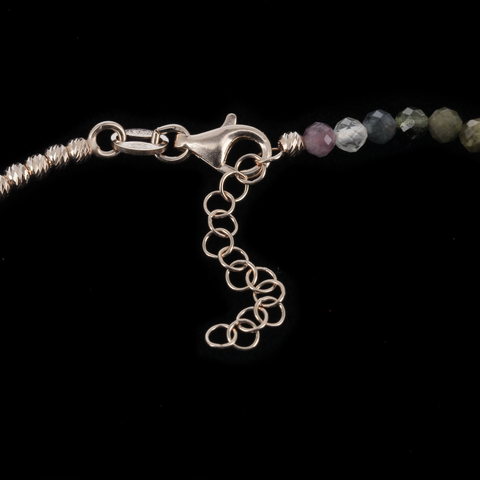 Rosé bracelet 2.5 mm balls with color stones