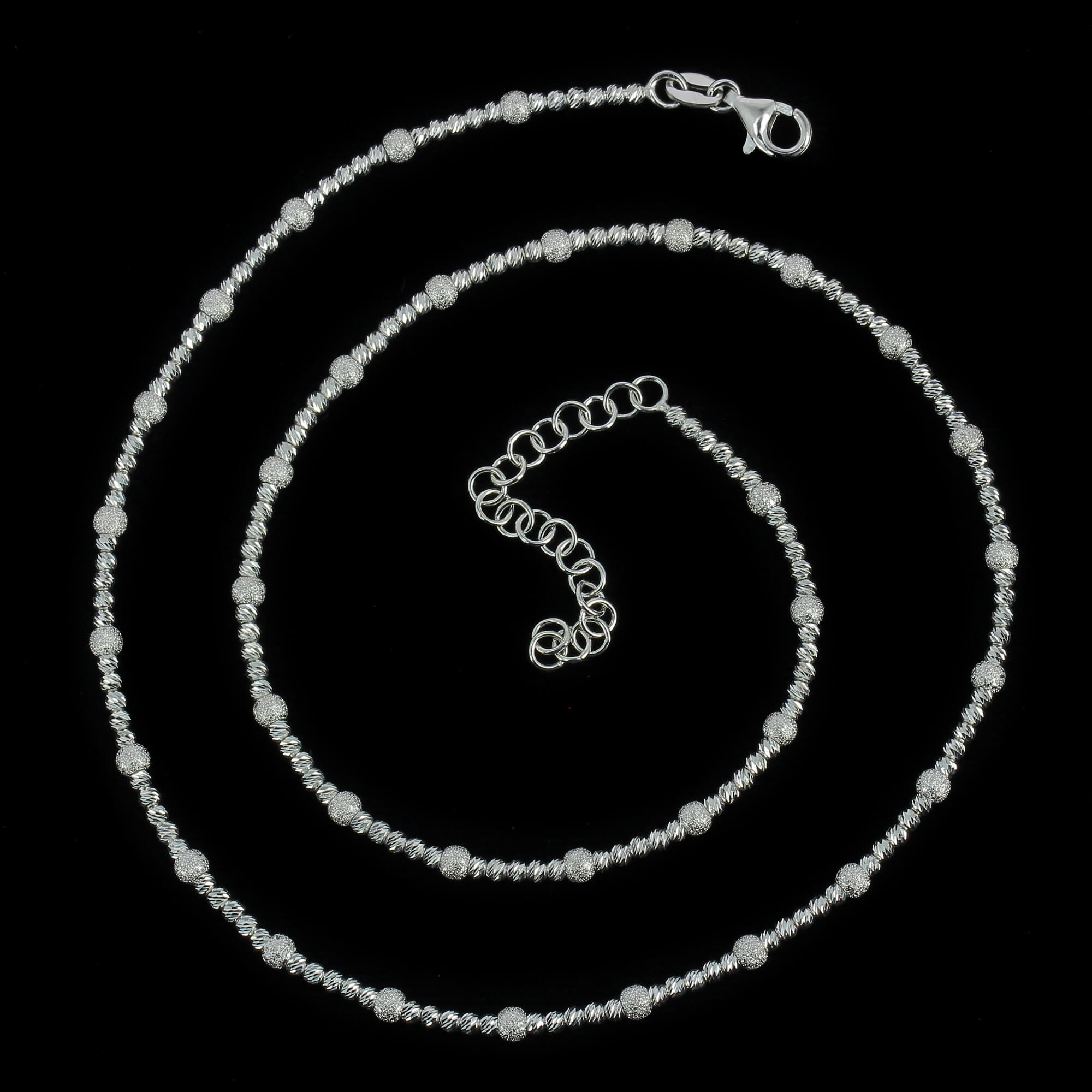 Silver ball chain; matt and shiny