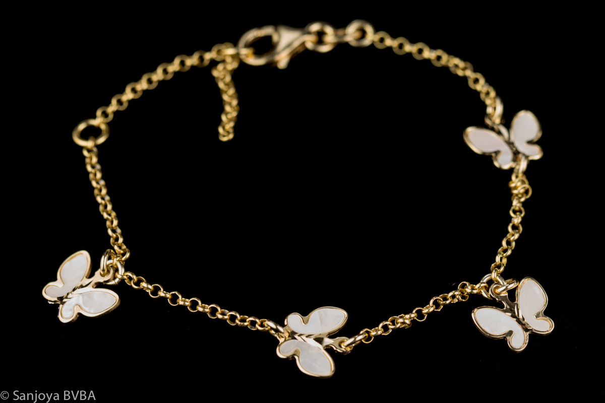 Gilt bracelet with mother -of -pearl butterflies