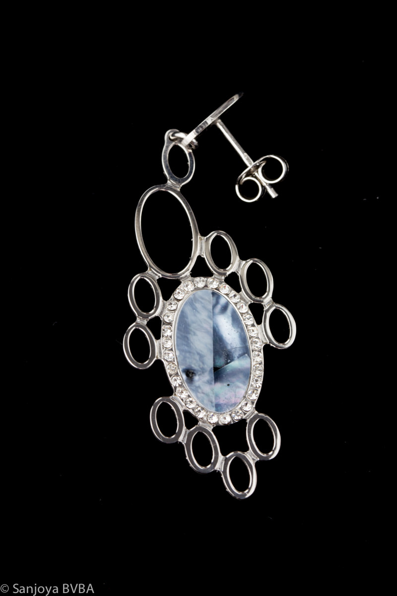 SC0714005 - Zilveren oorbellen blauwe parelmoer