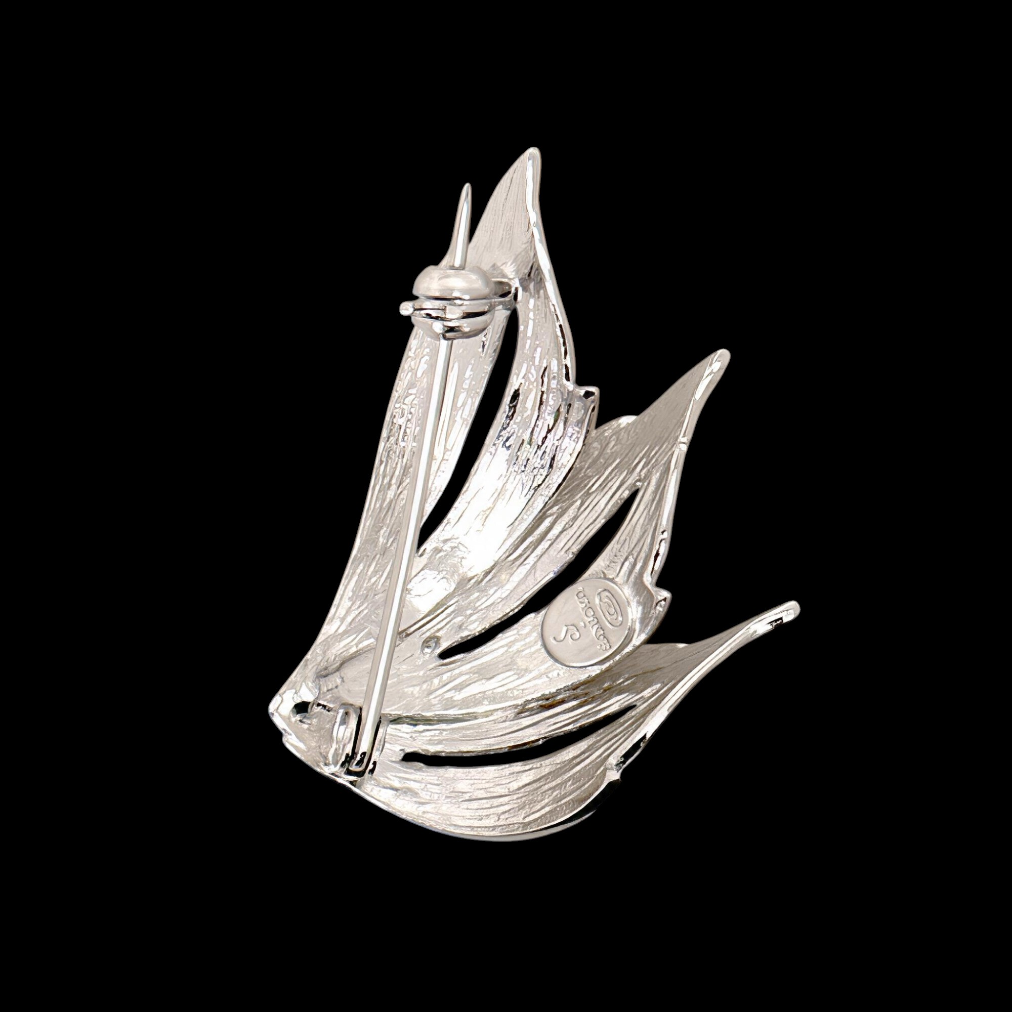 Zilveren bladvormige broche/hanger