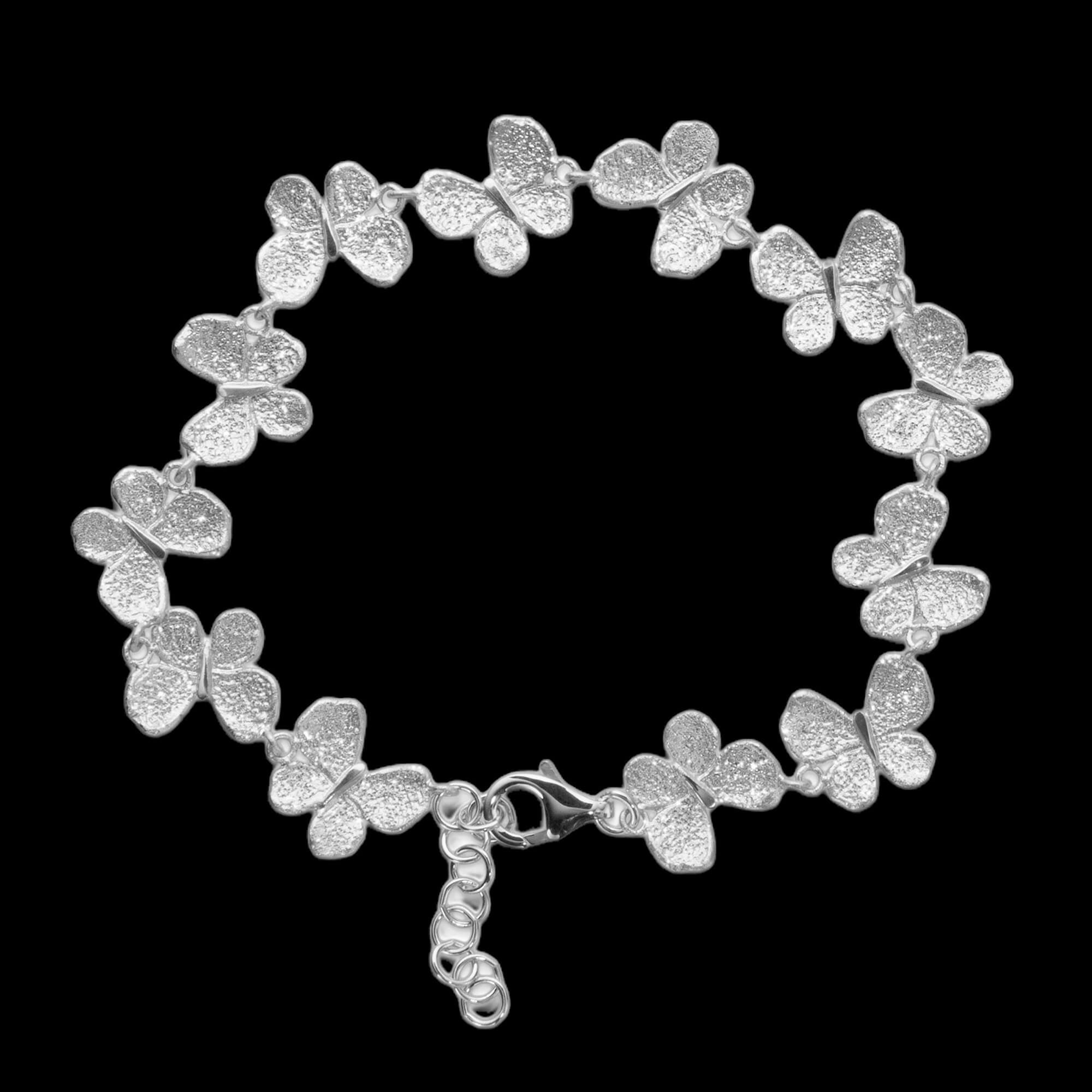 Silver bracelet of butterflies