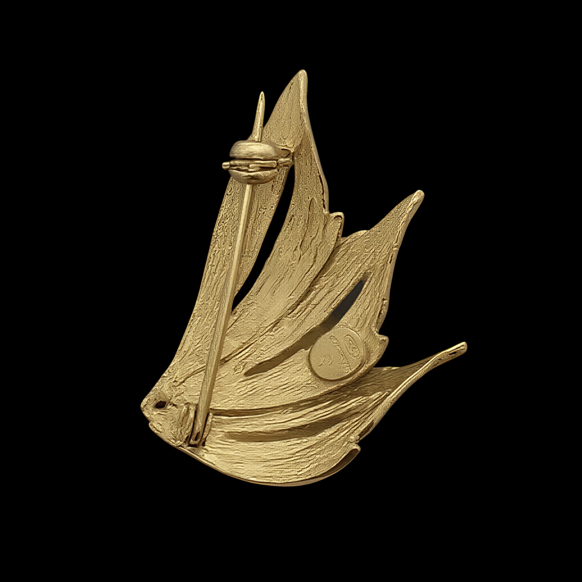 Vergulde en bladvormige broche/hanger