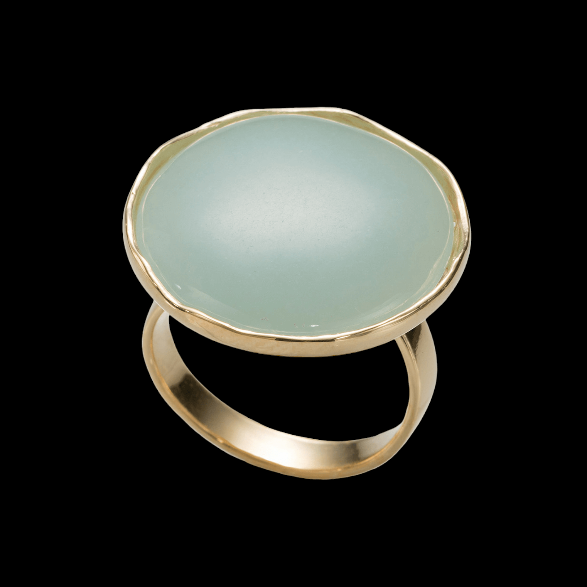 Vergulde ring met een turquoise quartz steen, kleiner