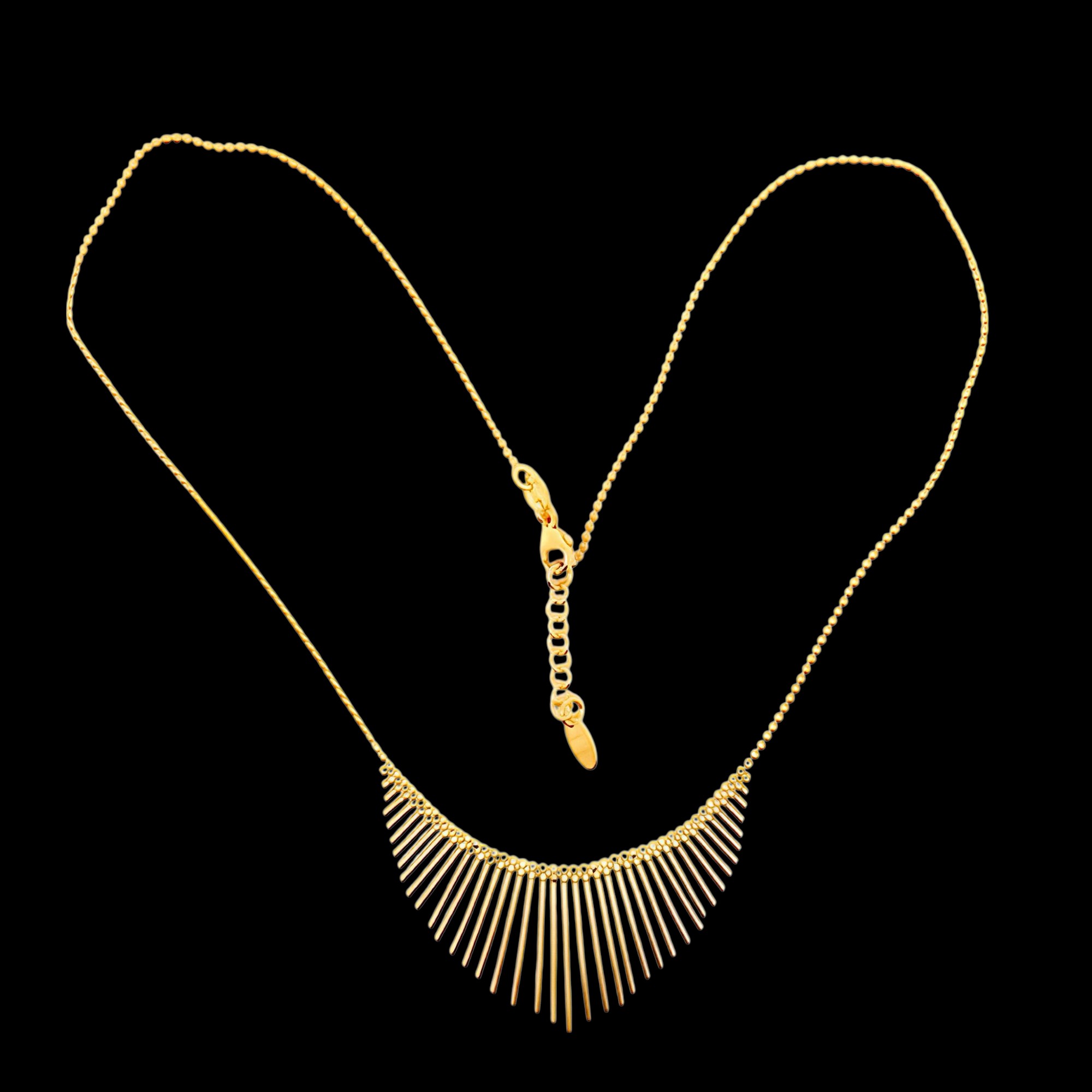 Vergulde bolletjes ketting met waaiervormige staafjes