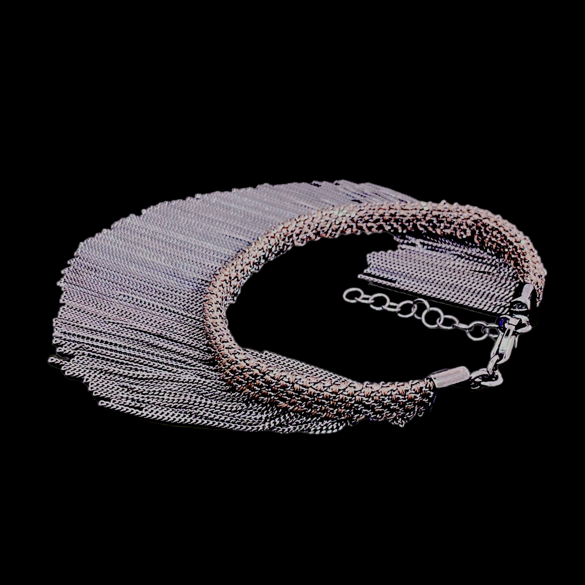 Brown and gray colored bracelet with hanging chains