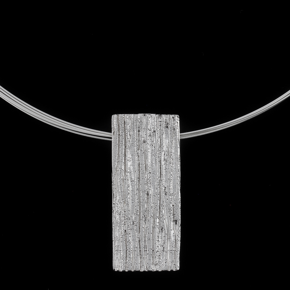 L072004 - Zilveren rechthoekige schitterende hanger