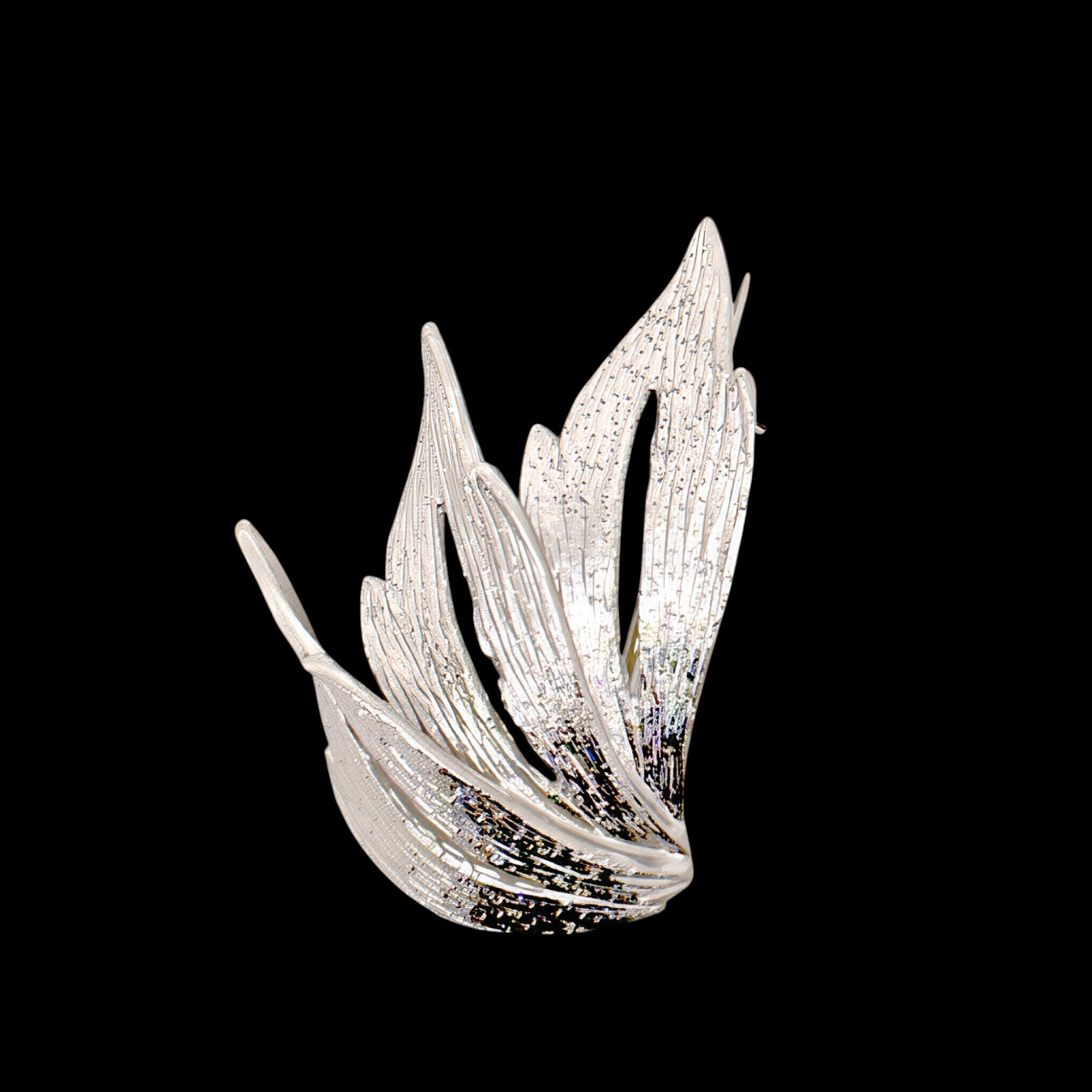 Zilveren bladvormige broche/hanger