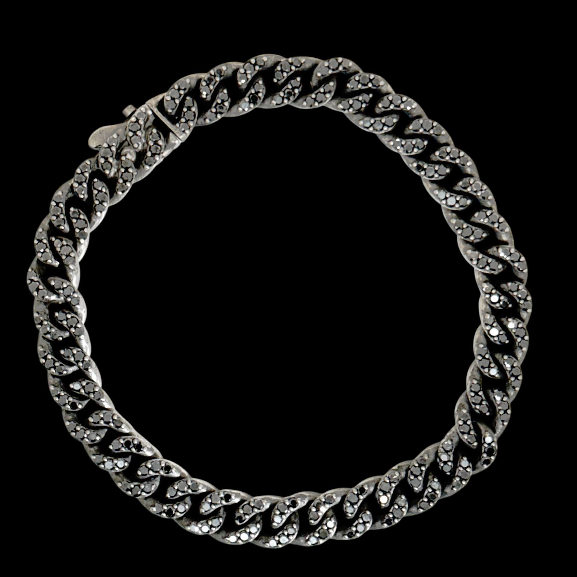 Titanium armband met zwarte diamanten