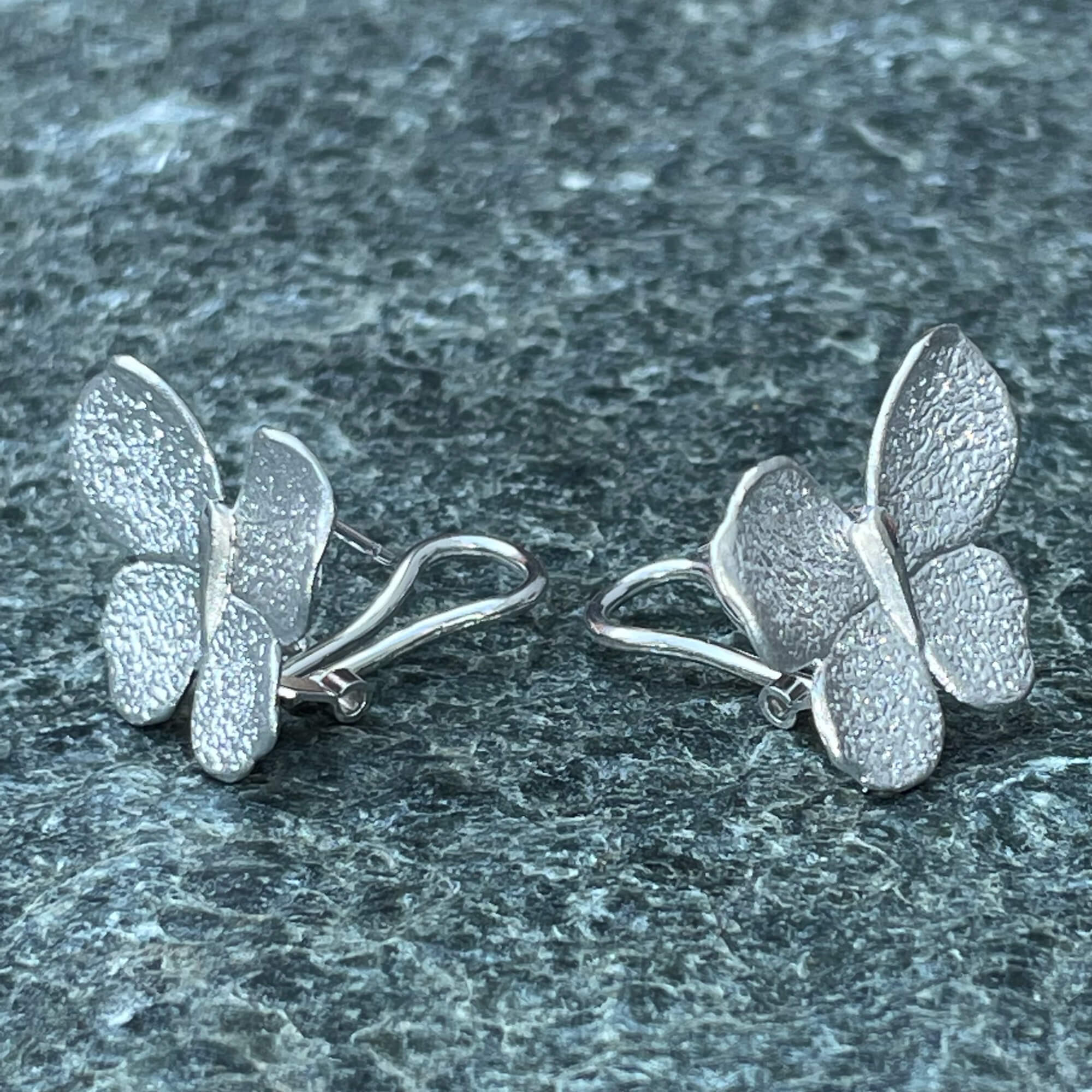 Silver larger butterfly earrings