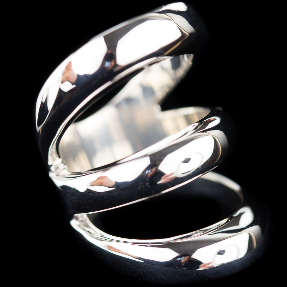 CLE0316001 - Zilveren ring, blinkend en drie rijen