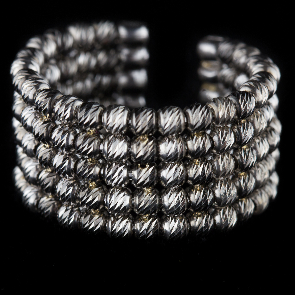 SC0413027 - Italiaanse tweekleurige zilveren ring, 5 rijen