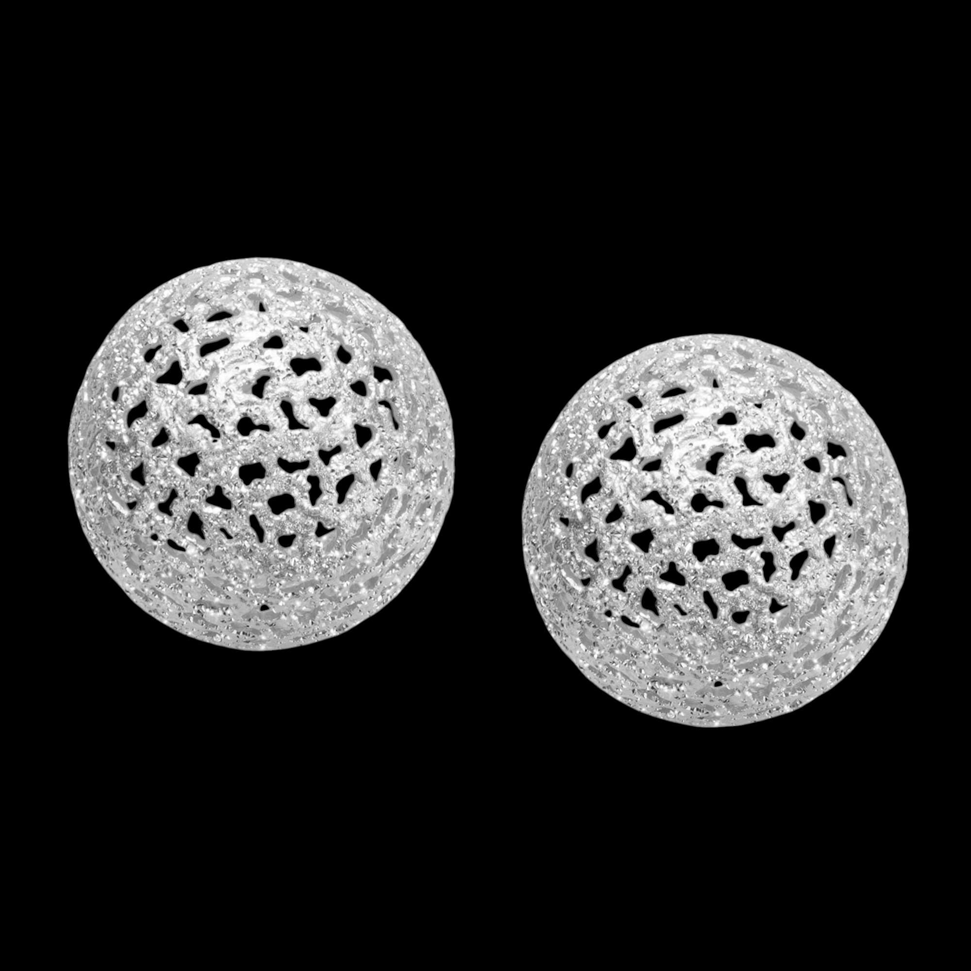 Grote zilveren bolvormige oorbellen met open cirkeltjes 