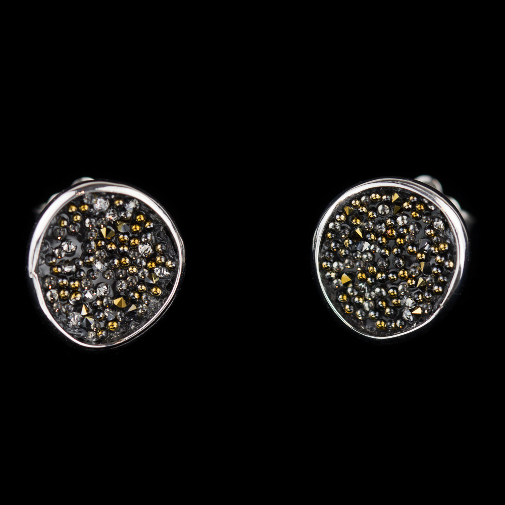 OX1016001 - Kleine zilveren oorbellen met zwarte versiering