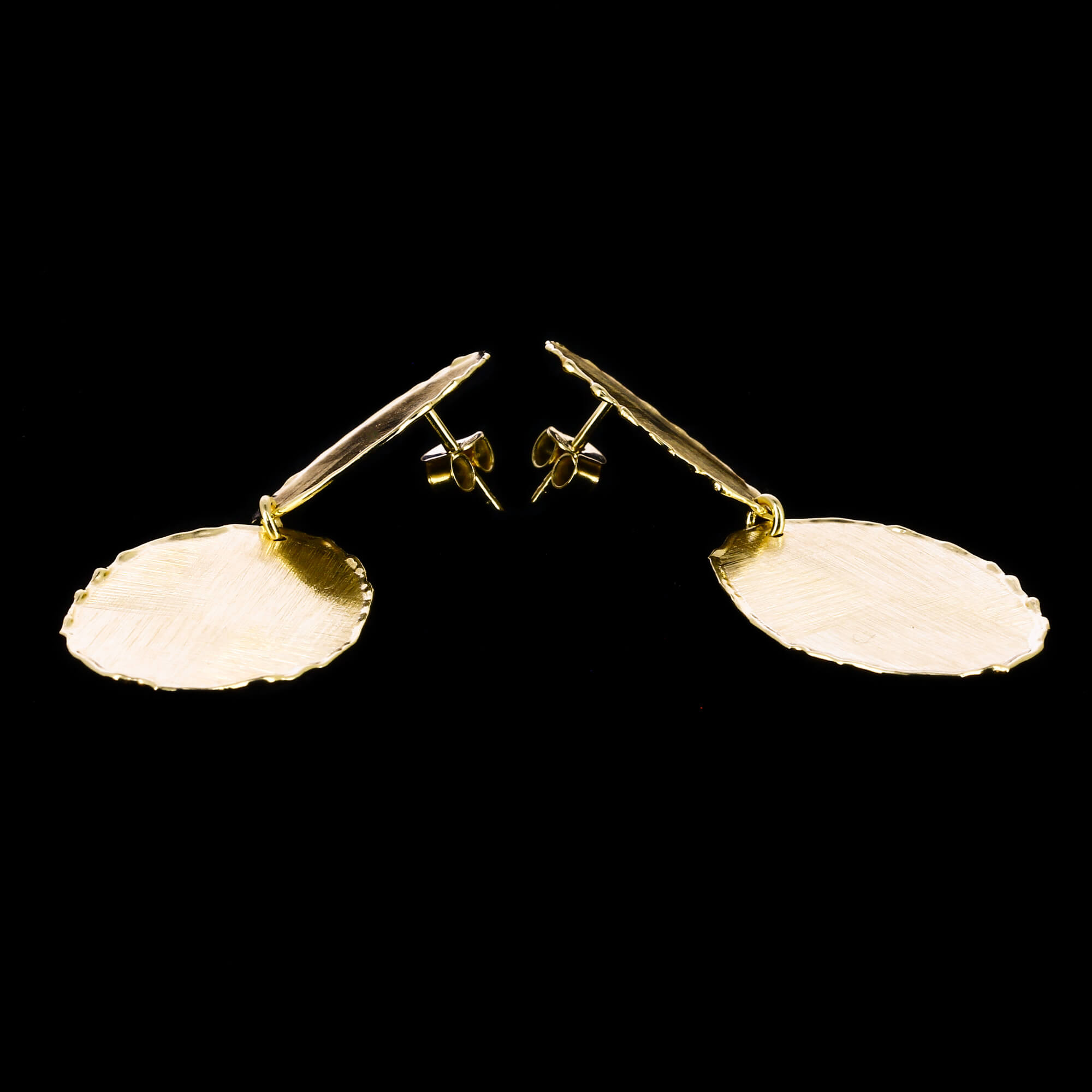 Gouden lange en ovale oorbellen van 18kt goud