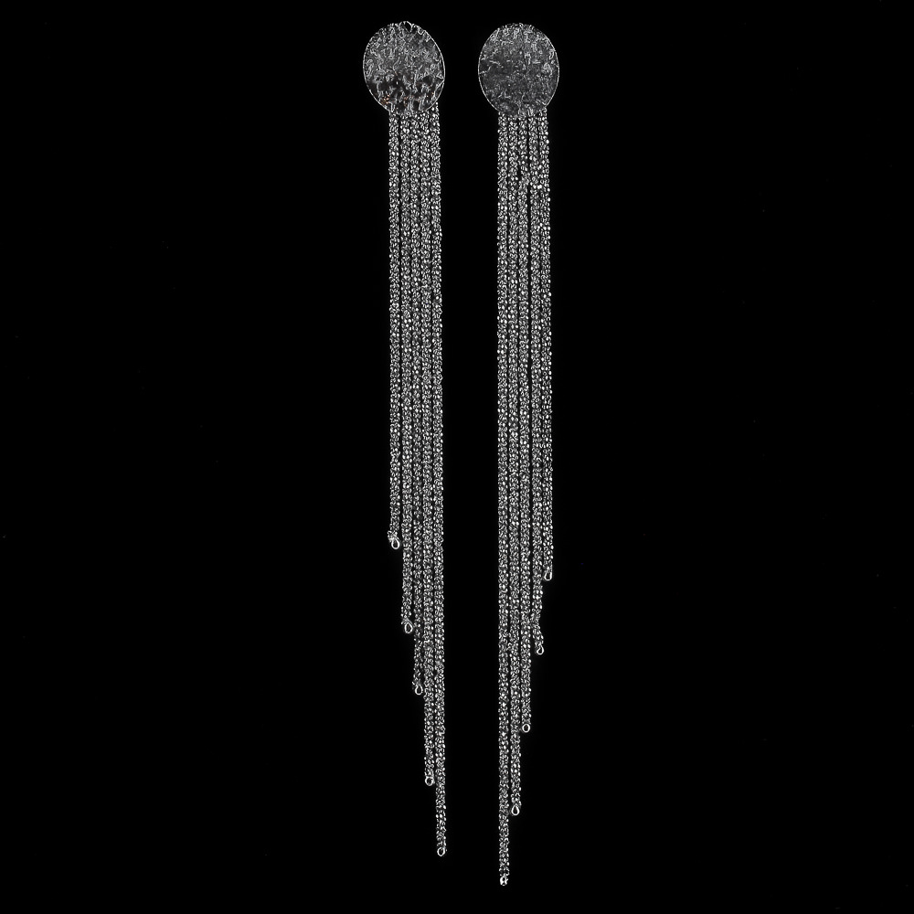 ES0116002 - Sanjoya oorbellen, grijs, zwart en lang met steker