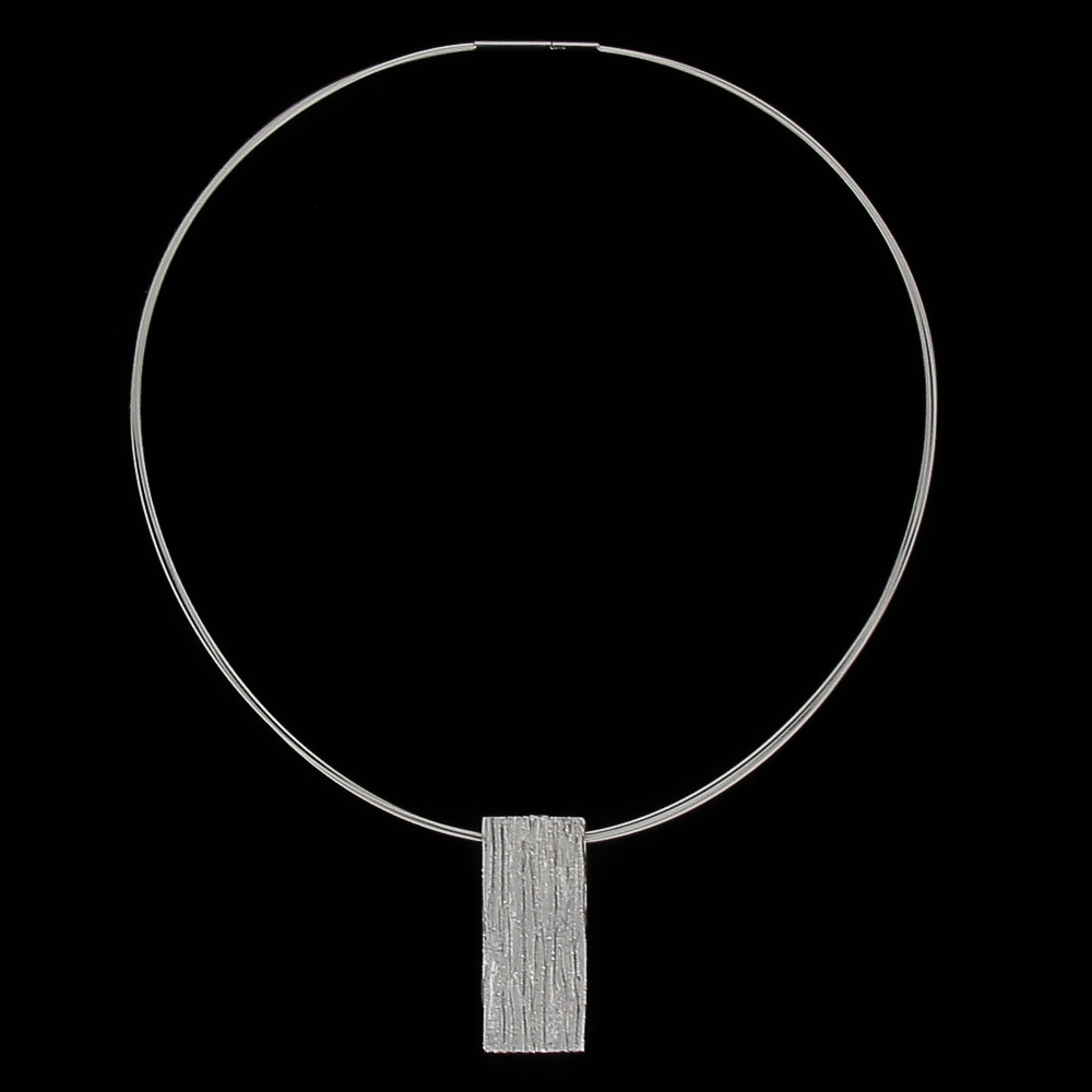 L072004 - Zilveren rechthoekige schitterende hanger