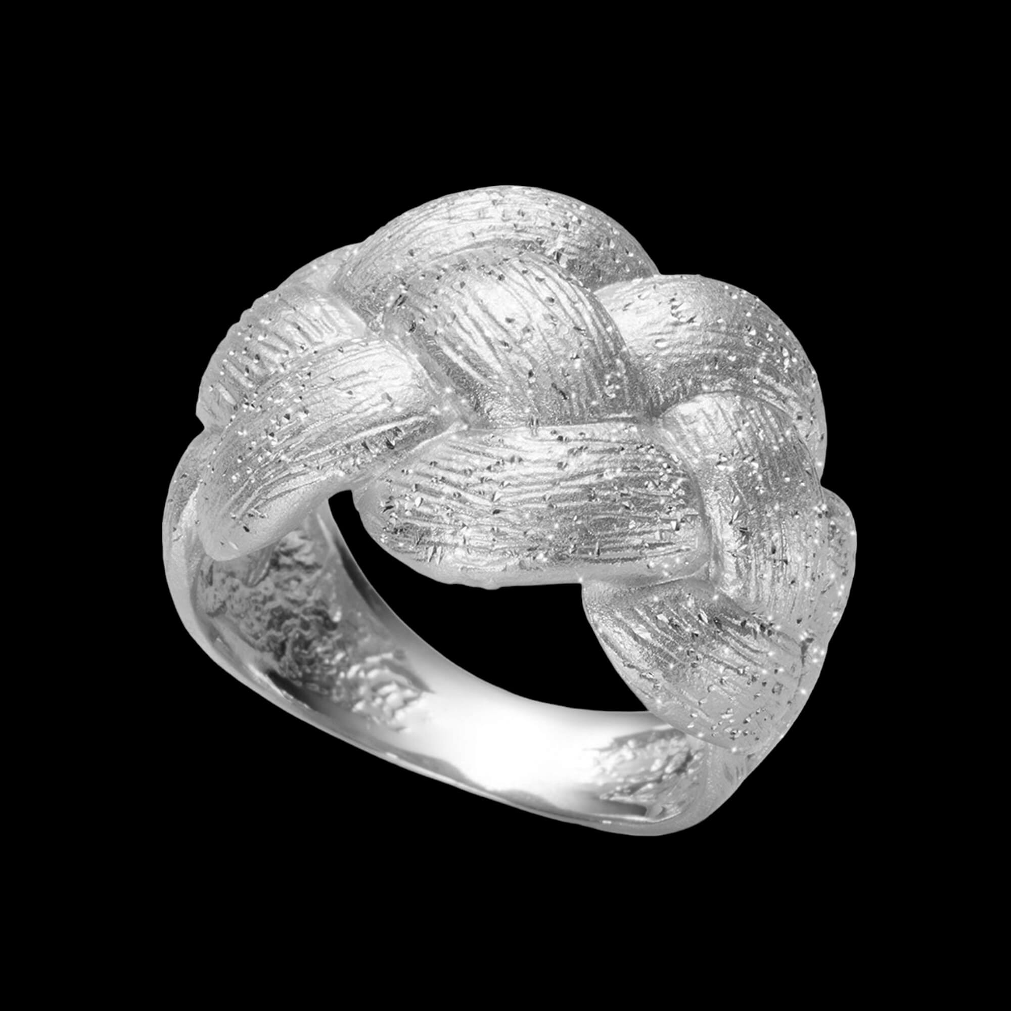 Schitterende zilveren  en gevlochten ring
