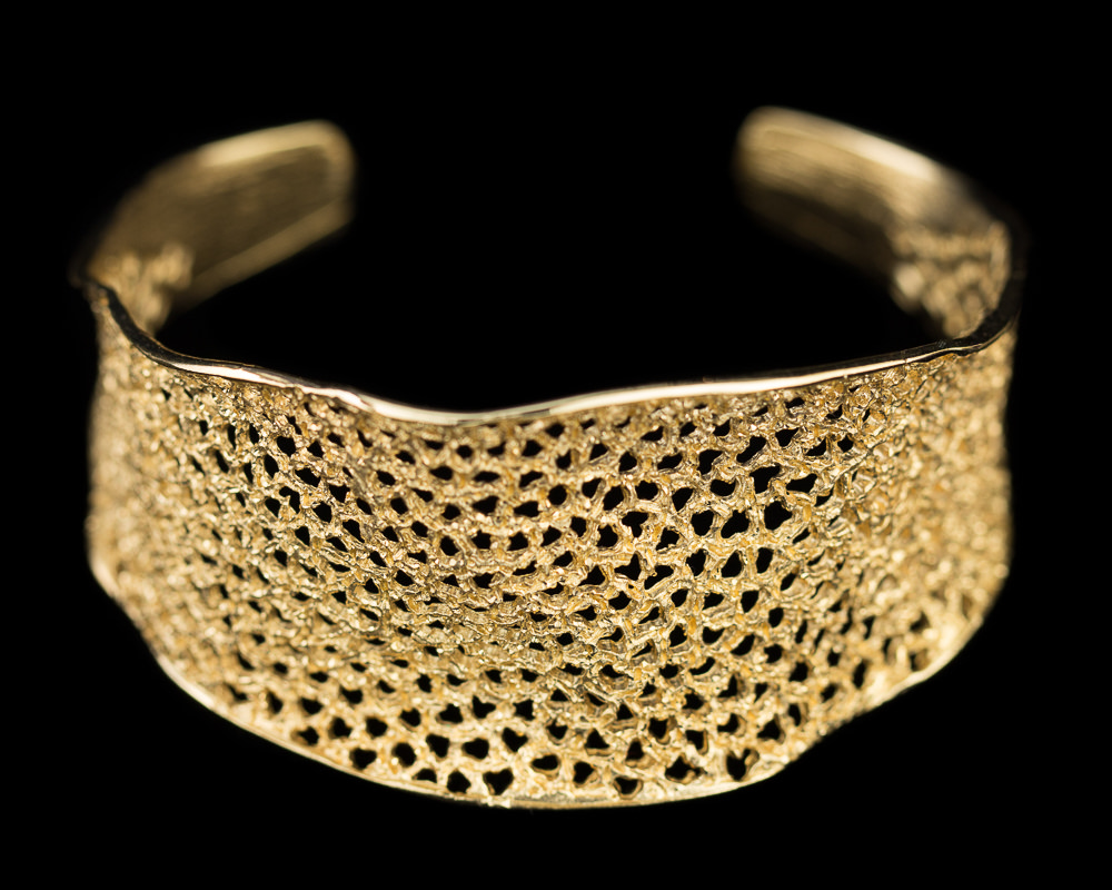 Dainty gold plated cuff bracelet with flare