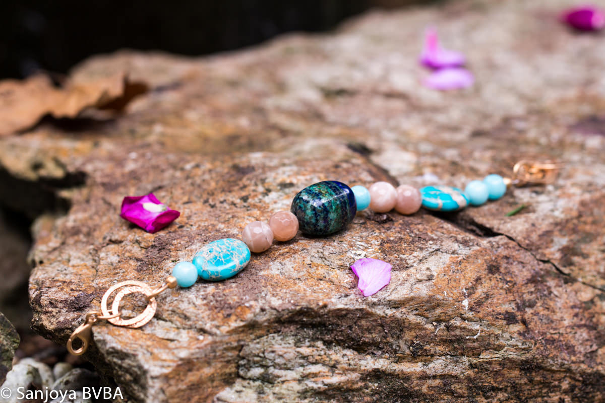 Greek bracelet with turquoise and colored stones