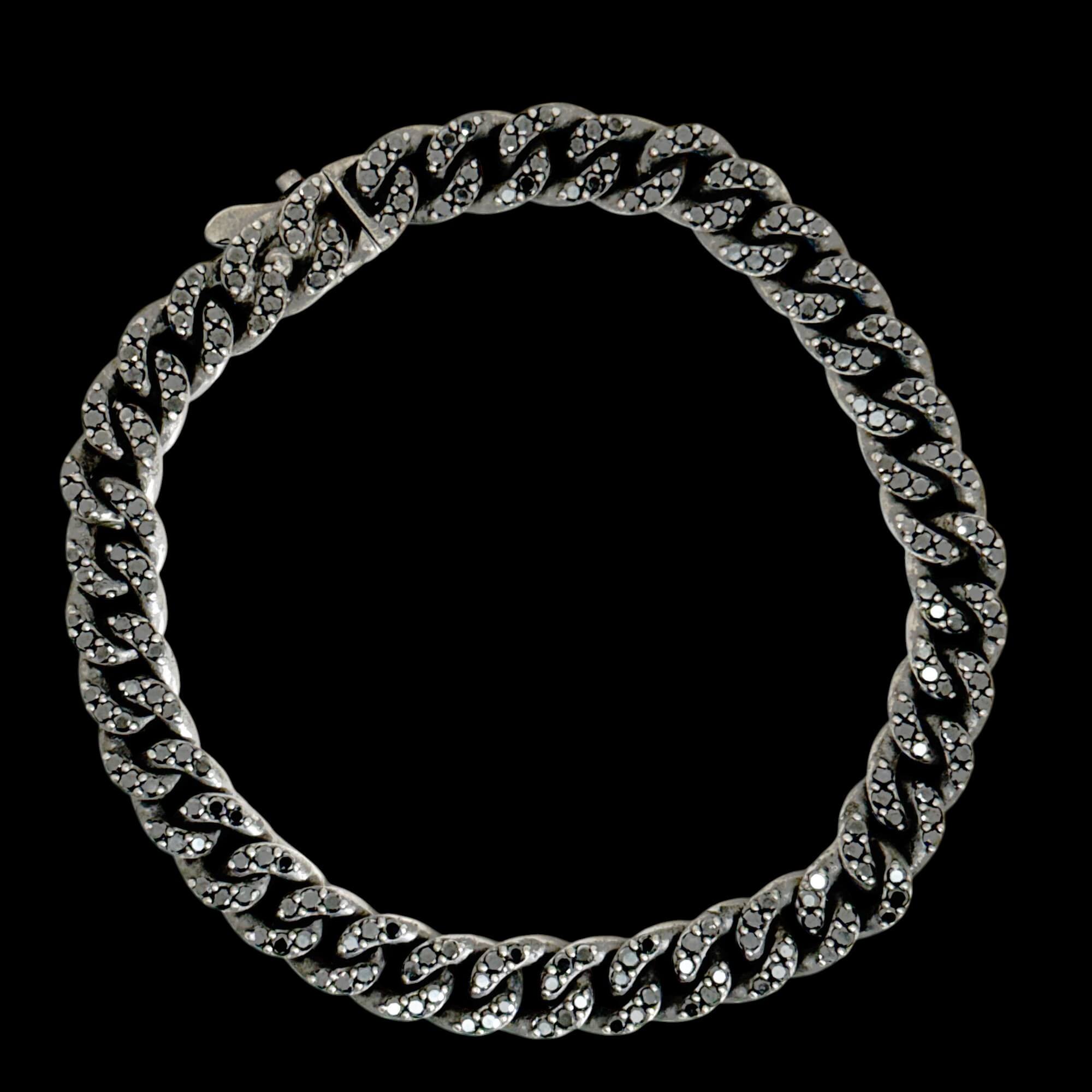 Titanium armband met zwarte diamanten