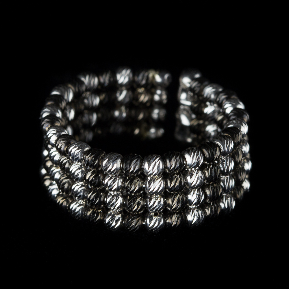 Italiaanse tweekleurige zilveren ring, 4 rijen