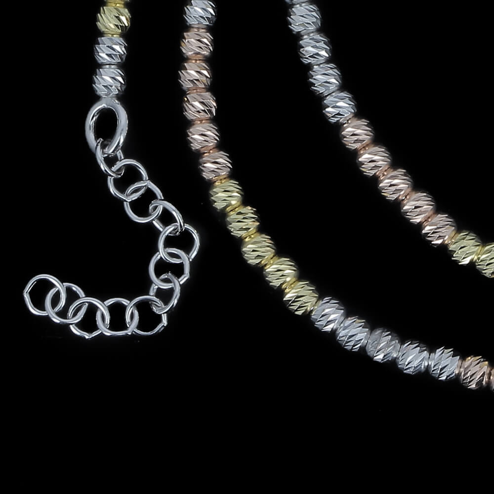Silver tri-colour necklace in various lengths,Italian design