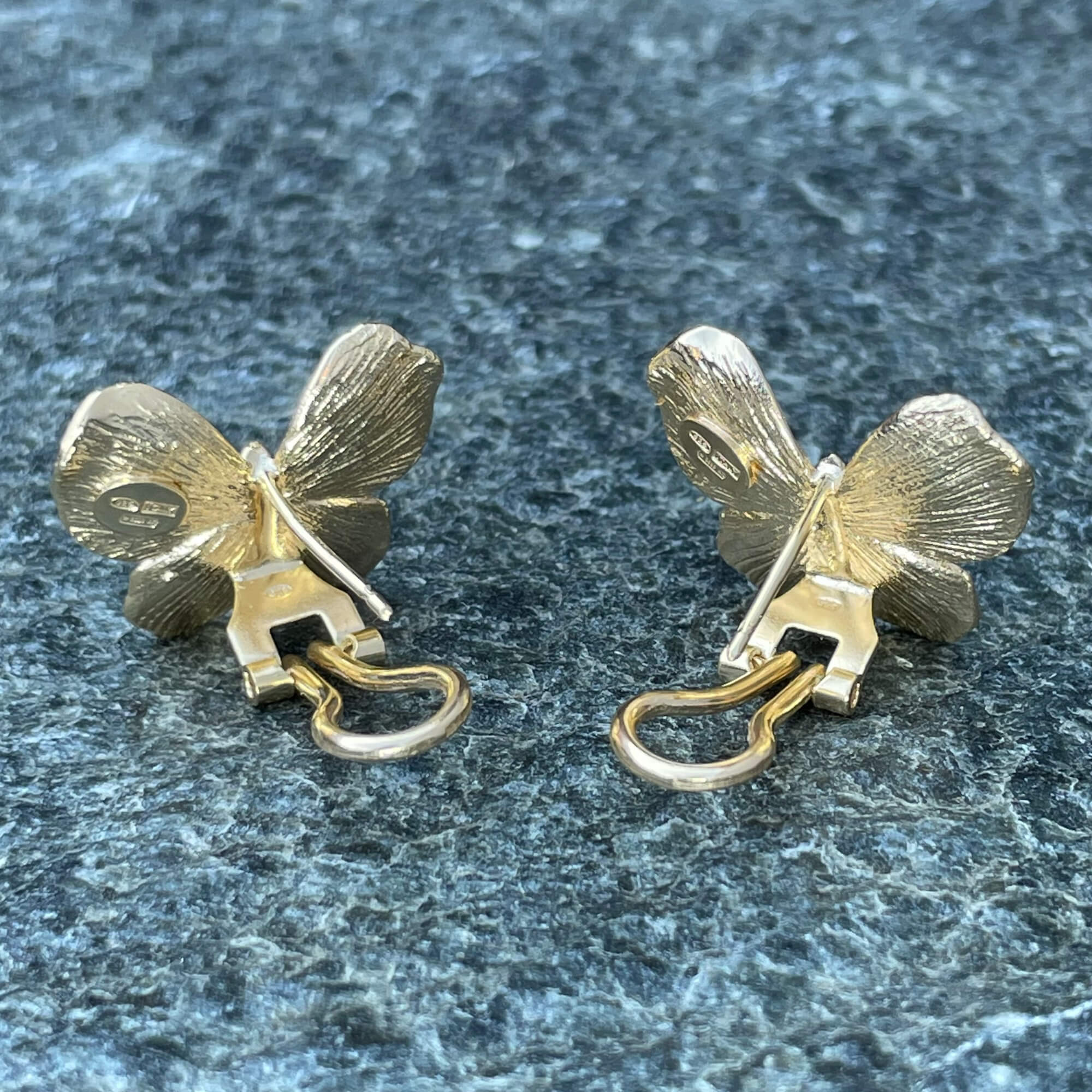 Gold plated larger butterfly earrings