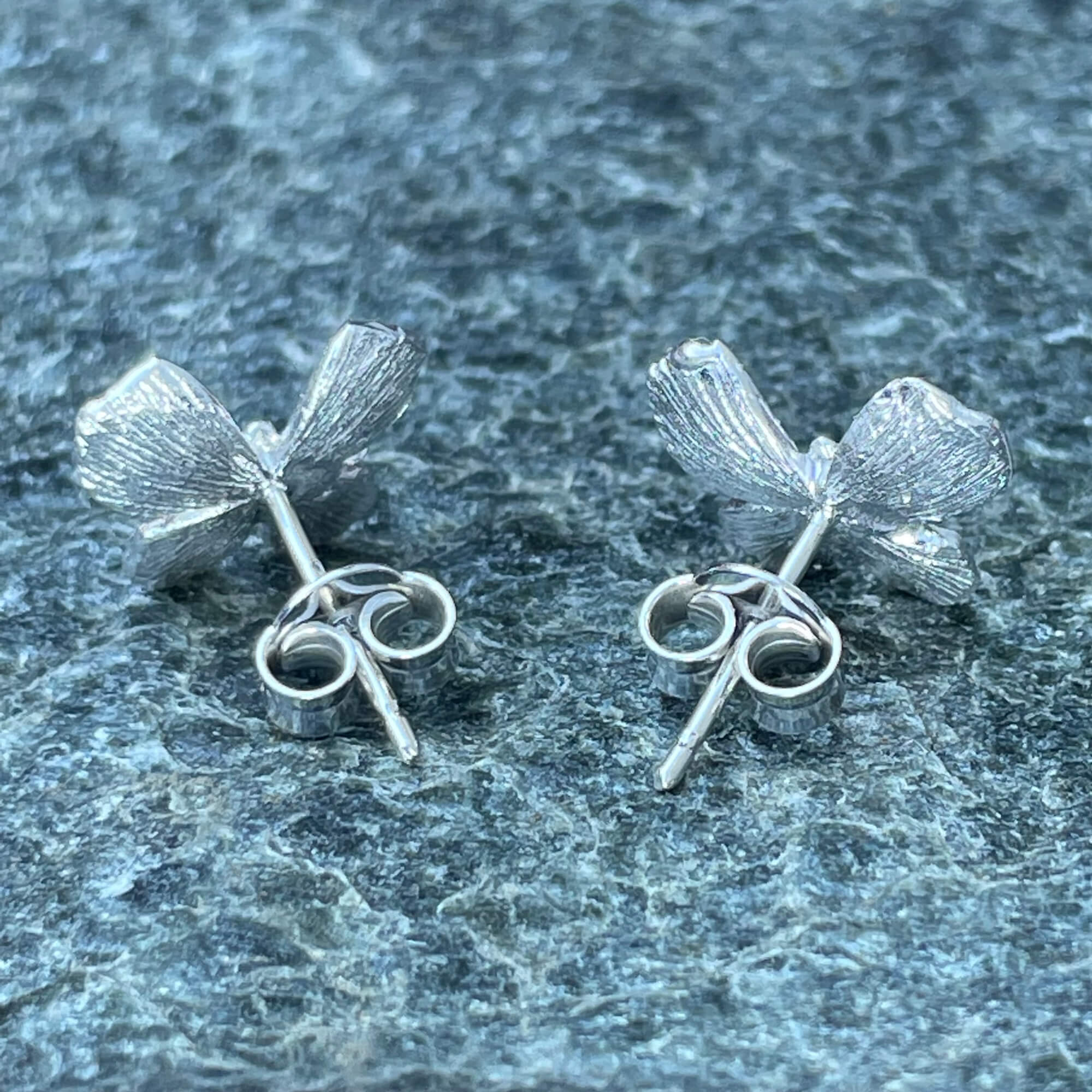 Silver mini butterfly earrings