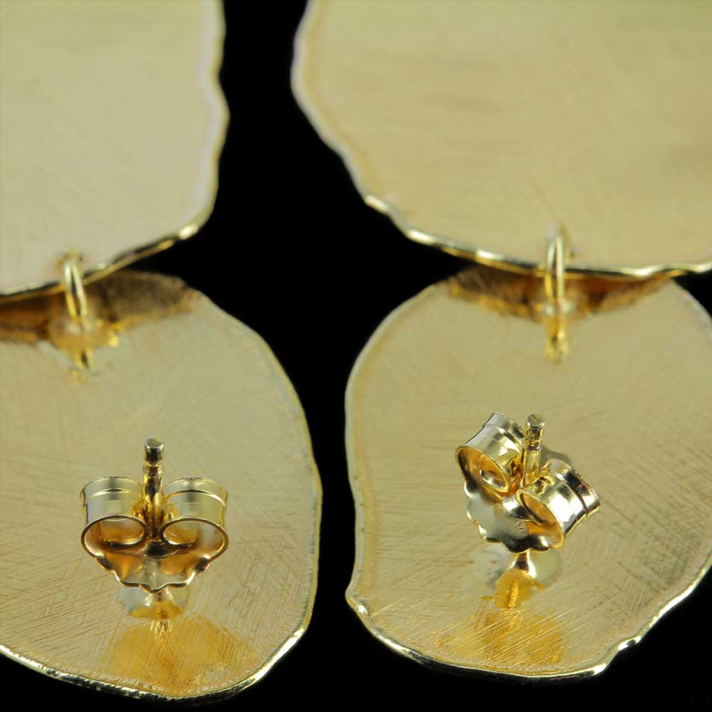 Gold plated and unmaced oval earrings
