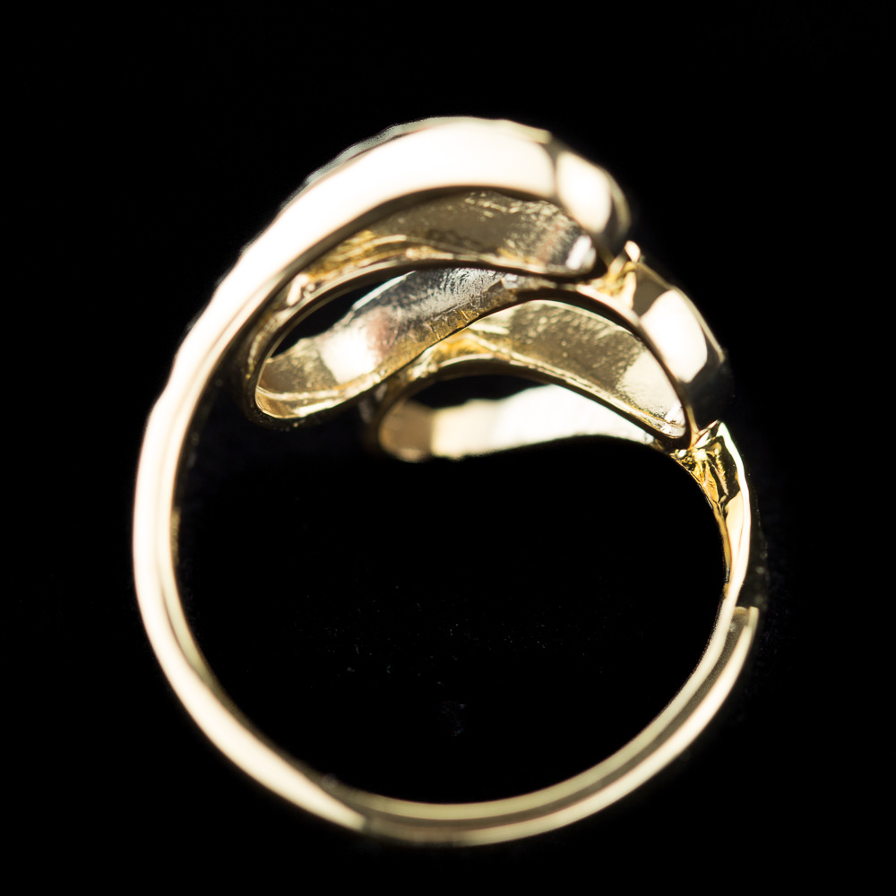 Cutaway glittering gold plated silver ring