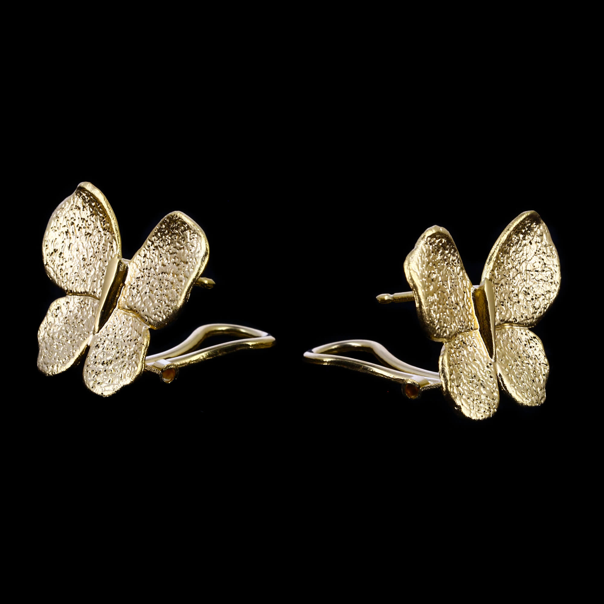 Gold plated larger butterfly earrings