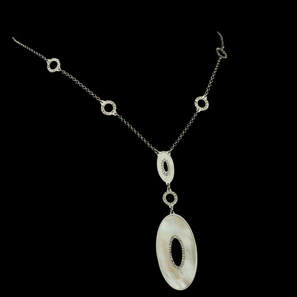 SC0413041 - Italiaanse zilveren halsketting met ovalen hangertjes