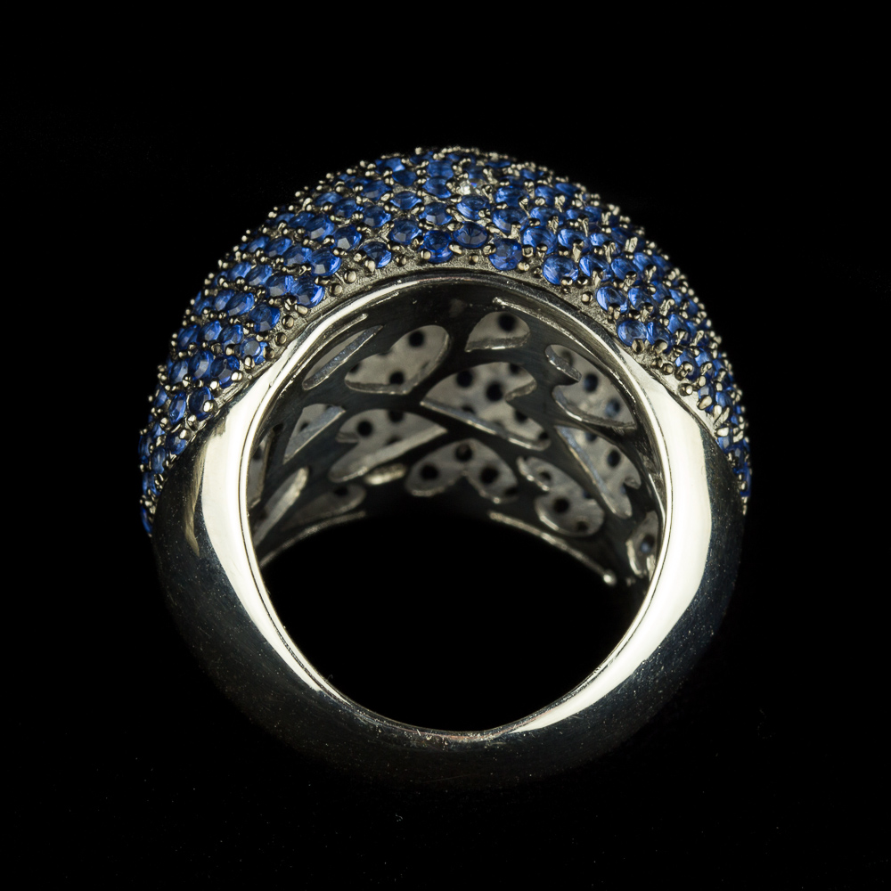 Zilveren blauwe zirkonia ring, Grieks design