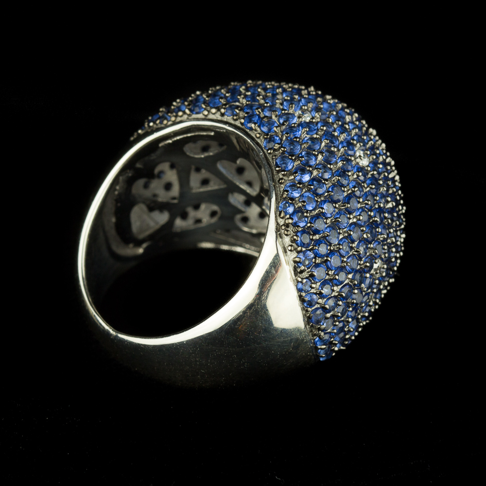 OX0913033 - Zilveren blauwe zirkonia ring