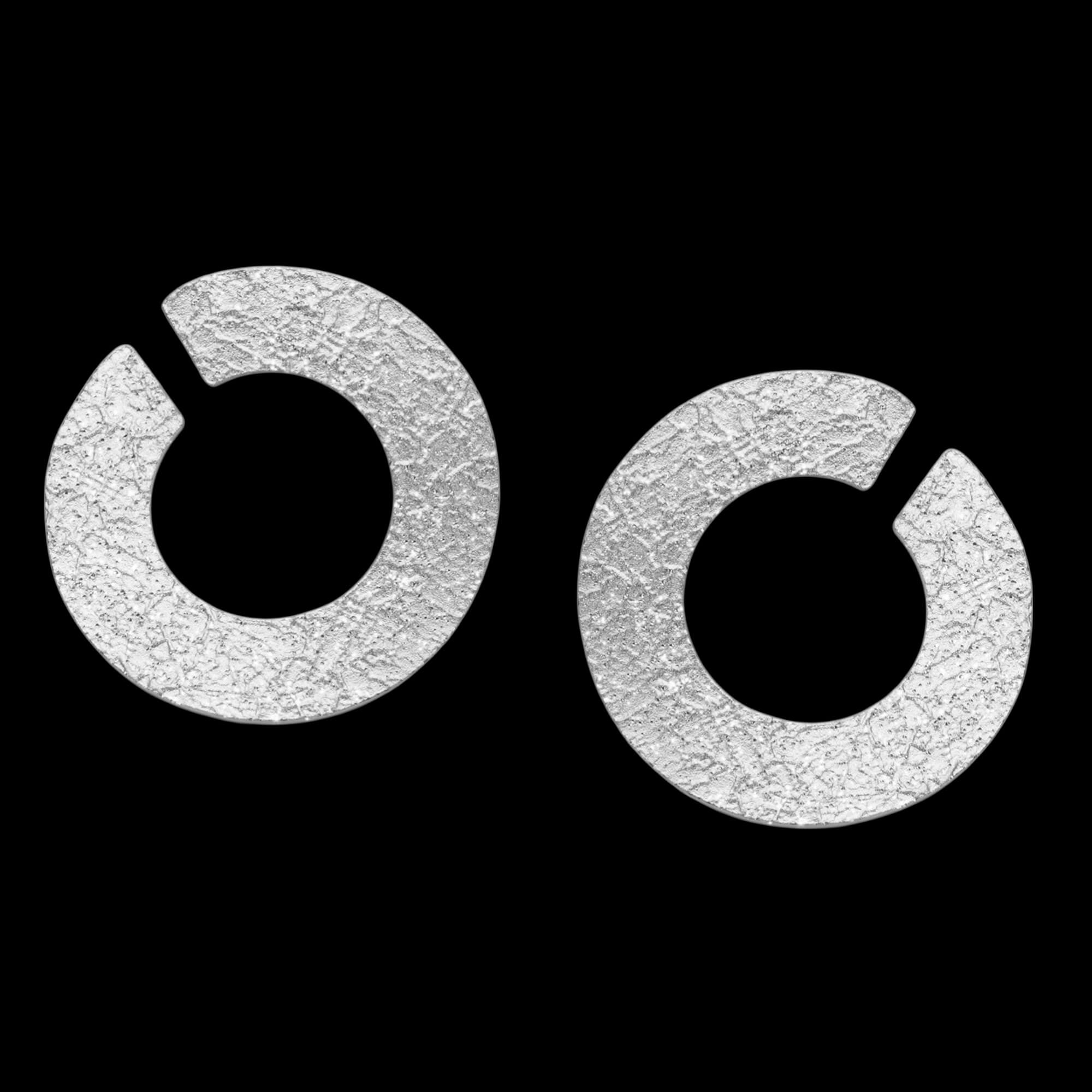 Large Silver Semicircle Earrings
